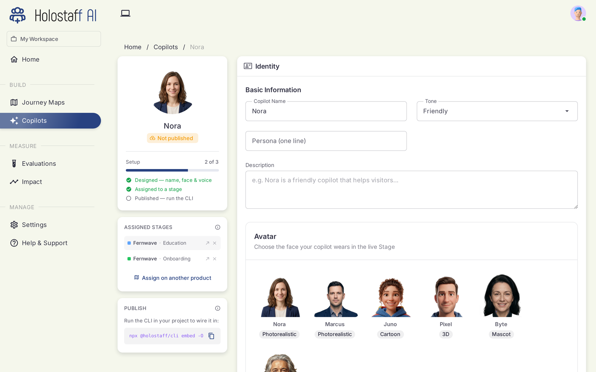 A copilot's detail page