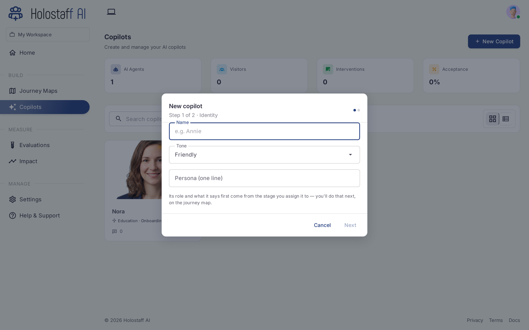 The new copilot dialog