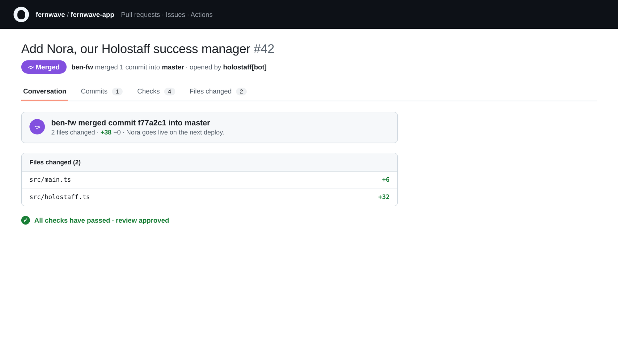 A deploy pull request